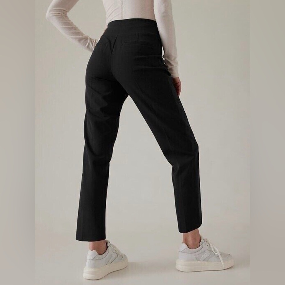 Athleta Endless Satin Side Stripe Pant Black Women's Size 10 High Rise Stretch - Picture 2 of 14